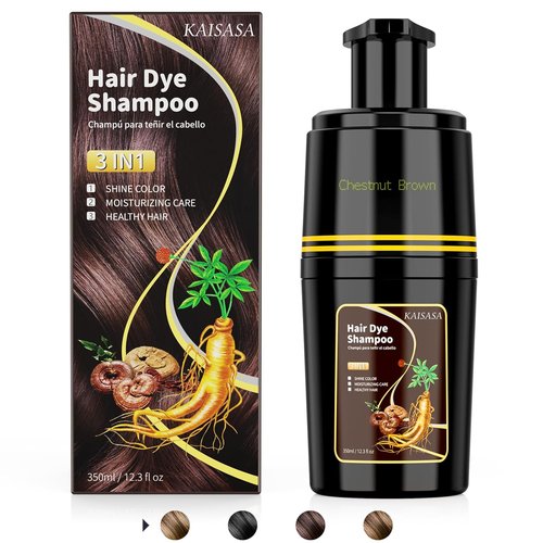Black Hair Dye Shampoo 3 in 1, Hair Color Shampoo for Cover Grey Hair, Herbal Ingredient for Men and Women (Black)
