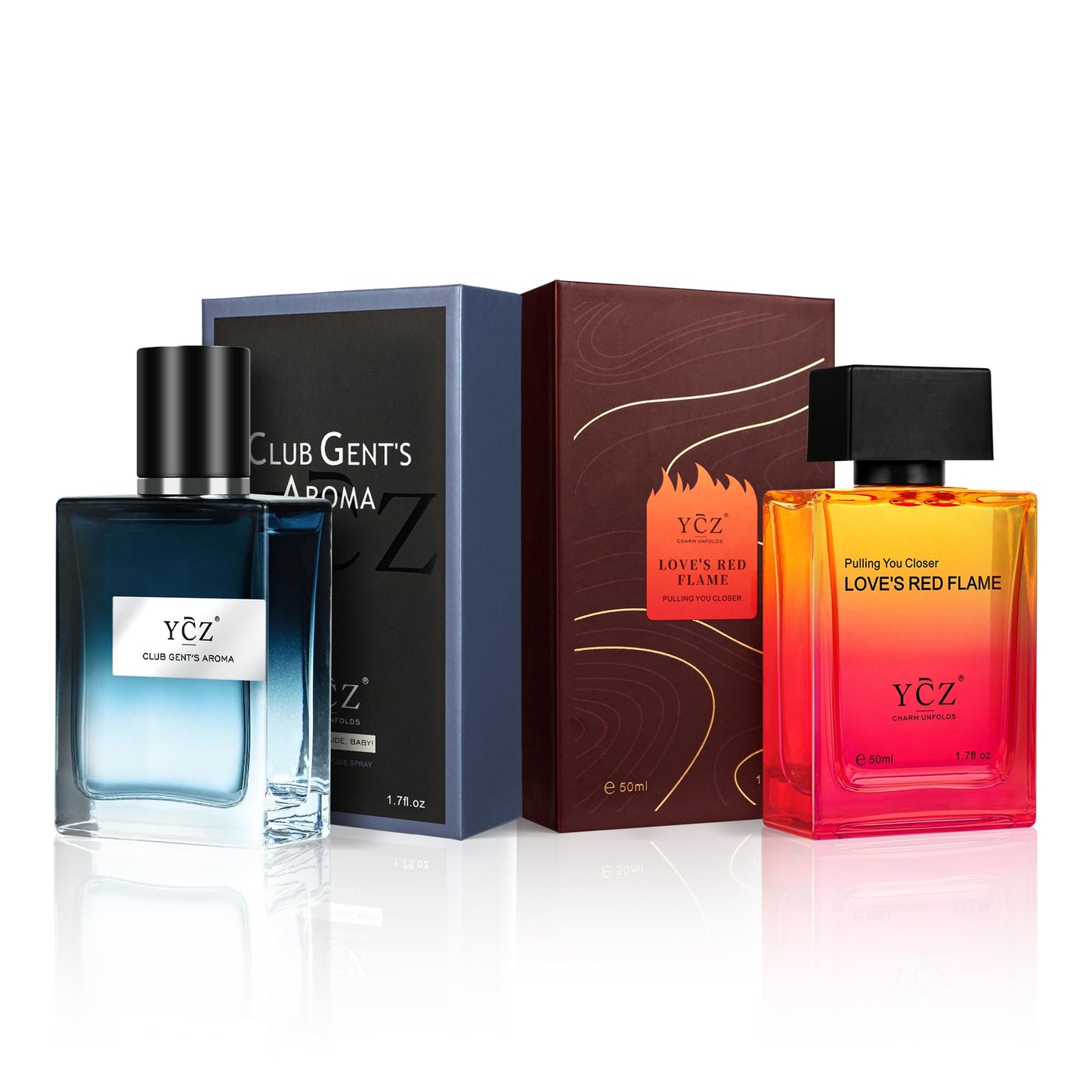 Ycz Cologne for Men Set, 1.7oz(50ml) Bottled Pioneers Perfume and Borrowing Fire Men Perfume, Eau Woody Rose Scent, Highquality Long Lasting, Sleek Bottle Design for Christmas Gifts Ideal