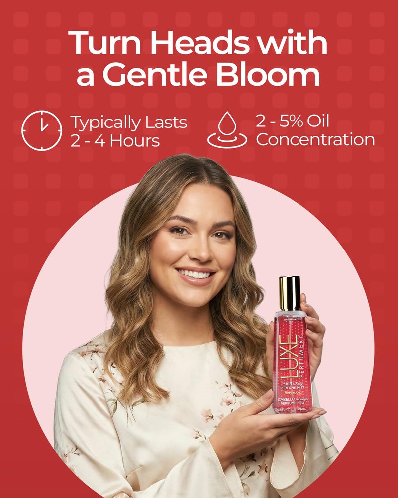 Luxe Perfumery Flirty Rose Hair & Body Perfume Mist – Romantic Floral with Bergamot, Damask Rose & Vanilla – Hydrating Coconut Oil & Glycerin, Lightweight Daily Mist for Women, 8 Fl Oz