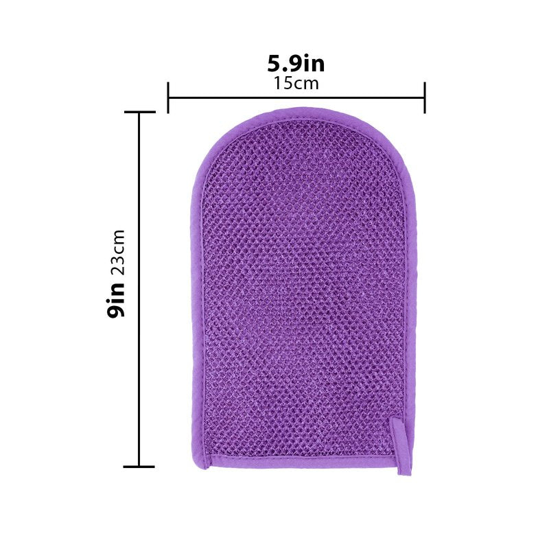 ReignSword 3 Pack African Net Sponge Exfoliating Glove, Deep Cleaning Bath Sponge Body Scrubber for Dead Skin, Exfoliating Shower Gloves for Men and Women (Blue, Purple, Brown)