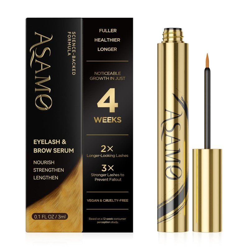 Eyelash & Eyebrow Growth Serum-2-in-1 Lash & Brow Enhancer for Longer, Thicker, Fuller Looking Lashes - Advanced Peptide Formula, Vegan & Cruelty-Free, Safe for Sensitive Eyes - 3ml (Carbon Gold)