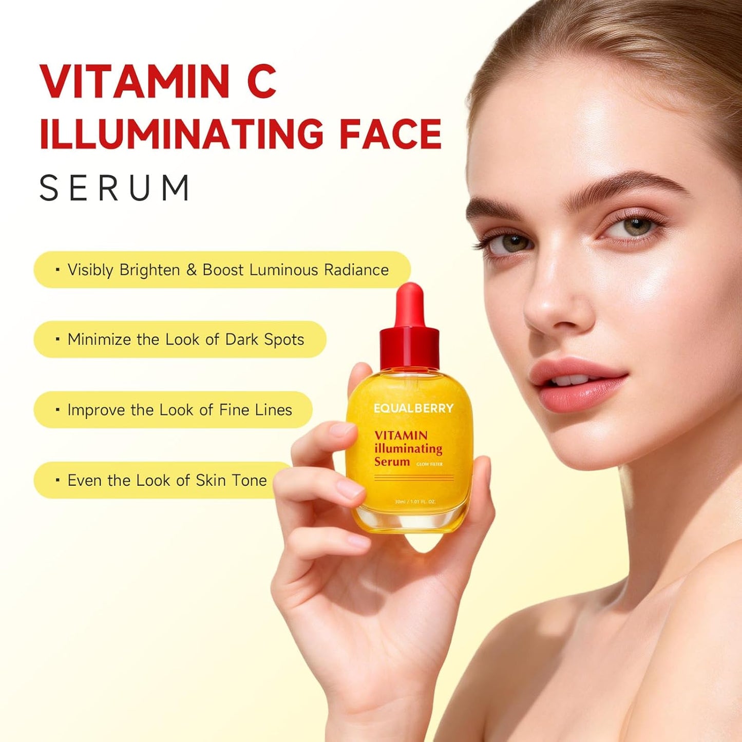 Vitamin C Face Serum - Brightening Niacinamide & Hyaluronic Acid for Dark Spots | Hydrating Glow, 1.01 fl oz