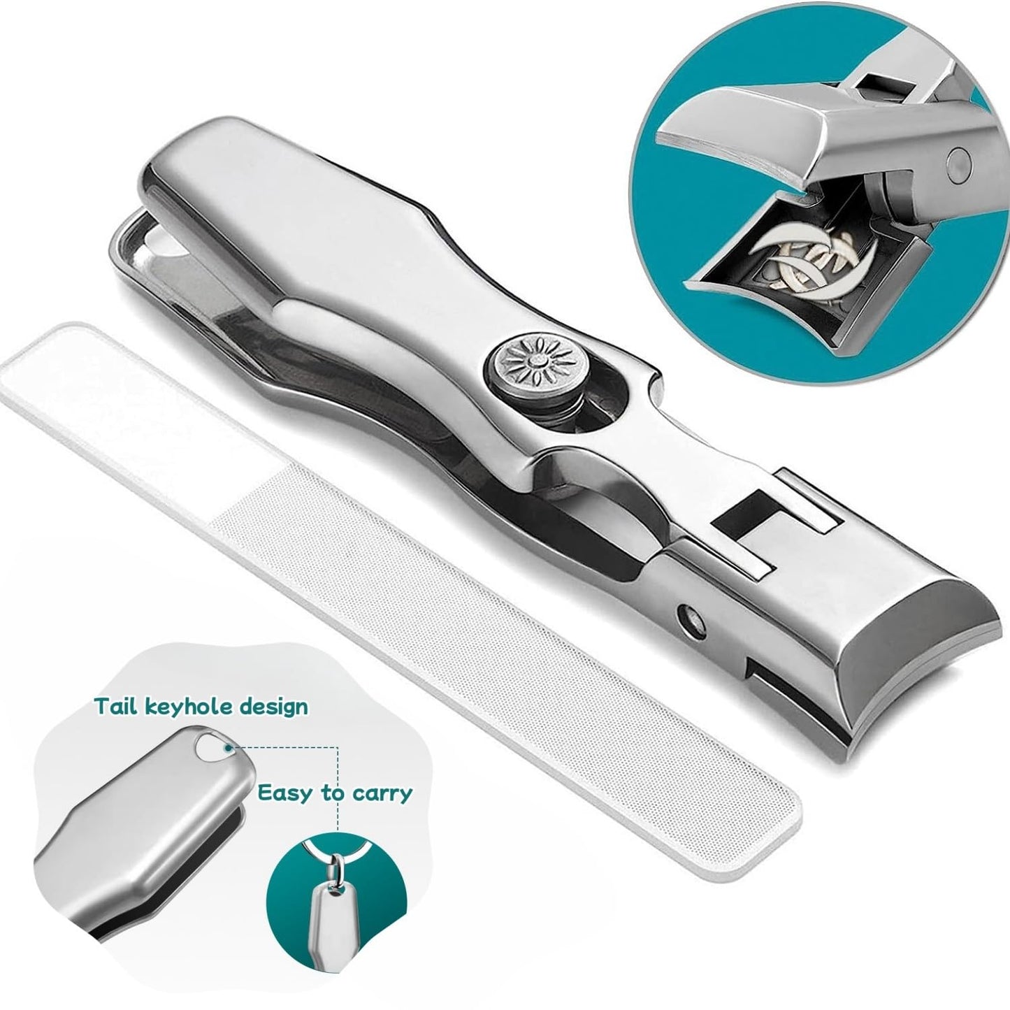 Toenail Clippers for Seniors Thick Toenails, Ultra Wide Jaw Stainless Steel Splashless Nail Clipper Seniors Adults Men Women (Black)