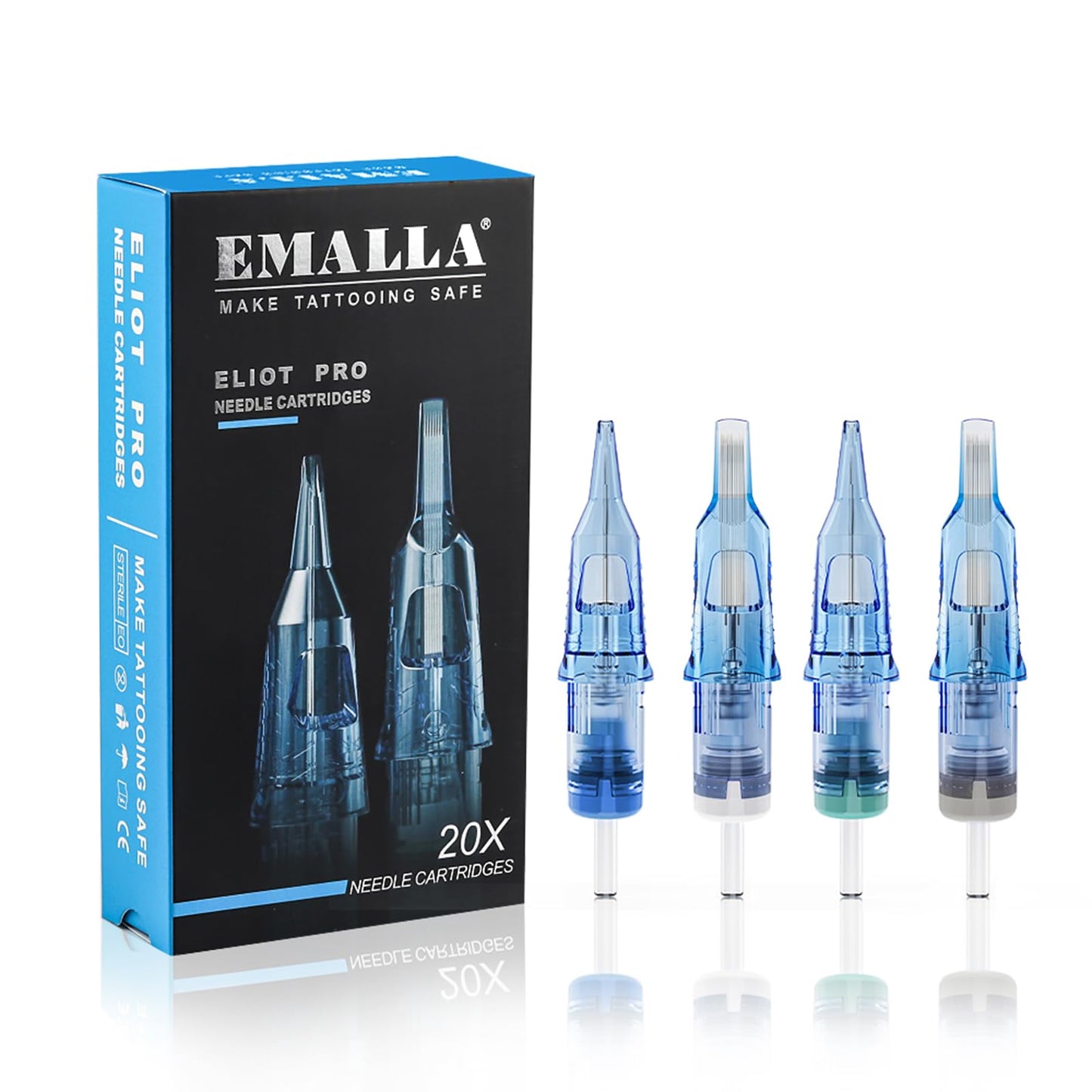 Emalla Tattoo Cartridge Needles - 20Pcs ELIOT Pro Tattoo Needles Round Liner 1005RLL Standard Tattoo Cartridges 0.30mm for Machine Artists Tattoo Supplies