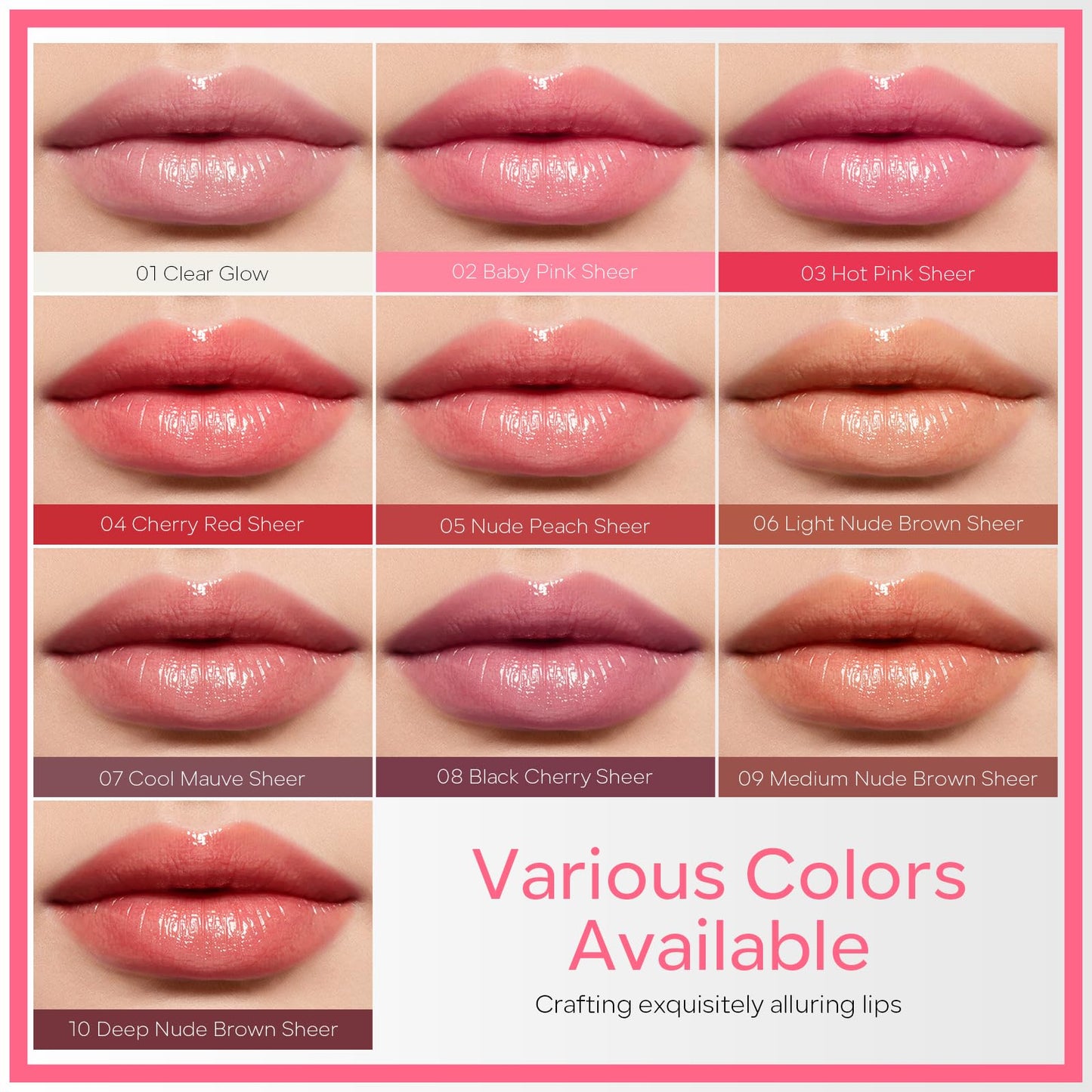 FREEORR Hydrating Glaze Lip Balm with Hyaluronic Acid, Moisturizing Shine Lipstick, Sheer Glow Tint with 24HR Hydration, Daily Lips Moisturizer for Softer Smoother Lips