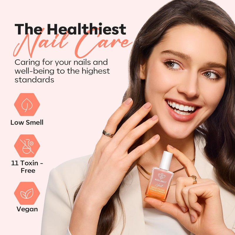 Nail Strengthener & Growth Hardener | Extra Strong Nude Polish for Damaged Nails - 15ml