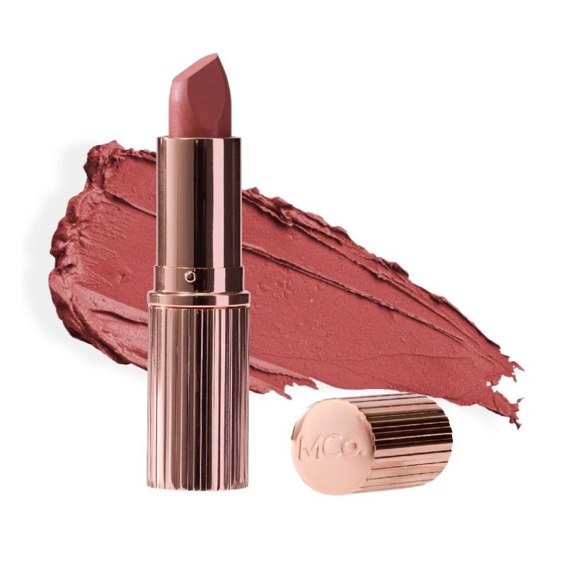 MCoBeauty Creme Matte Luxe Lipstick - Cheeky Chat - Nude Pink Long Wearing Hydrating Lip Color - Velvety Soft & Creamy Nourishing Bullet Lipstick for Smooth Shaped Lips - Vegan & Cruelty Free