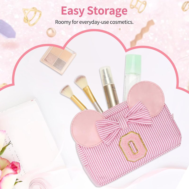 Cute Initial Makeup Bag for Girls - Small Travel Cosmetic Organizer Pouch | Perfect Birthday Gift for Ages 4-15