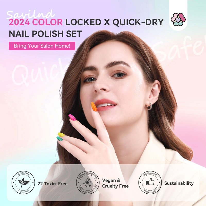 SAVILAND Nail Polish Set Air-Dry: 36+3 Colors Nail Polish Kit Red Pink Blue Glitter Regular Nails Polish with Base Top Coat Nail Lacquer Acrylic Nail Set for Beginner Home Salon DIY Gift