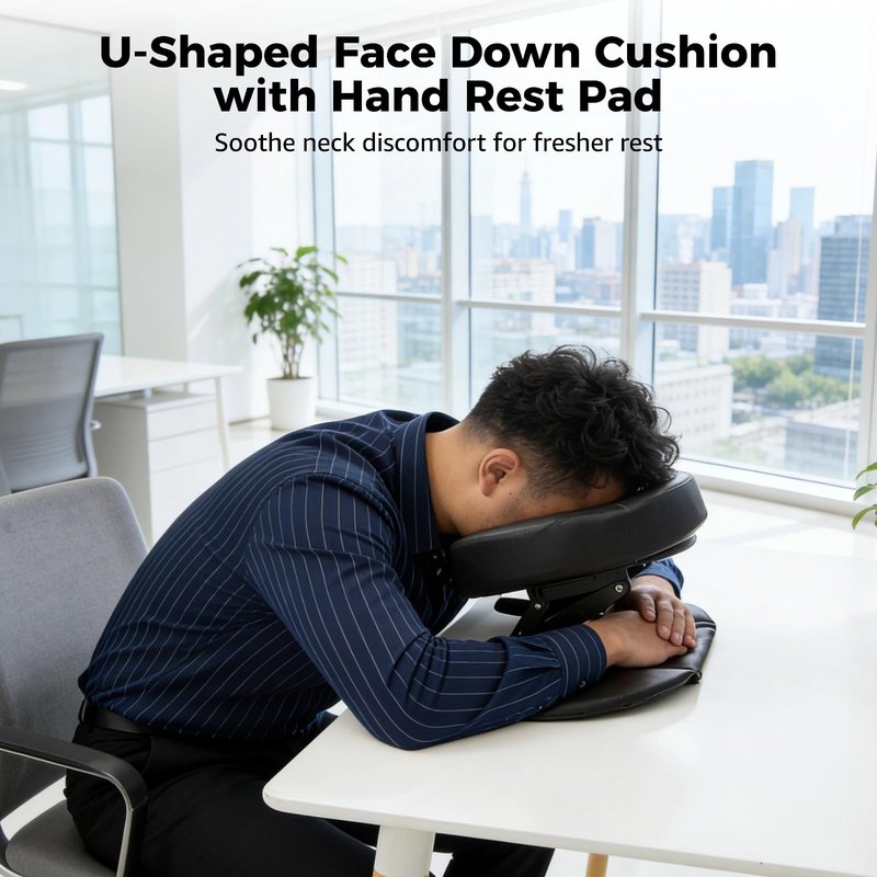 NIMBLOOM Face Down Tabletop Massage Kit, Adjustable Massage Table Headrest, Ergonomic Face Cradle Pillow with Arm Rest Pads, Breathable Memory Foam Face Pillow for Desk Bed Spa Table, 11 x 7.1 in