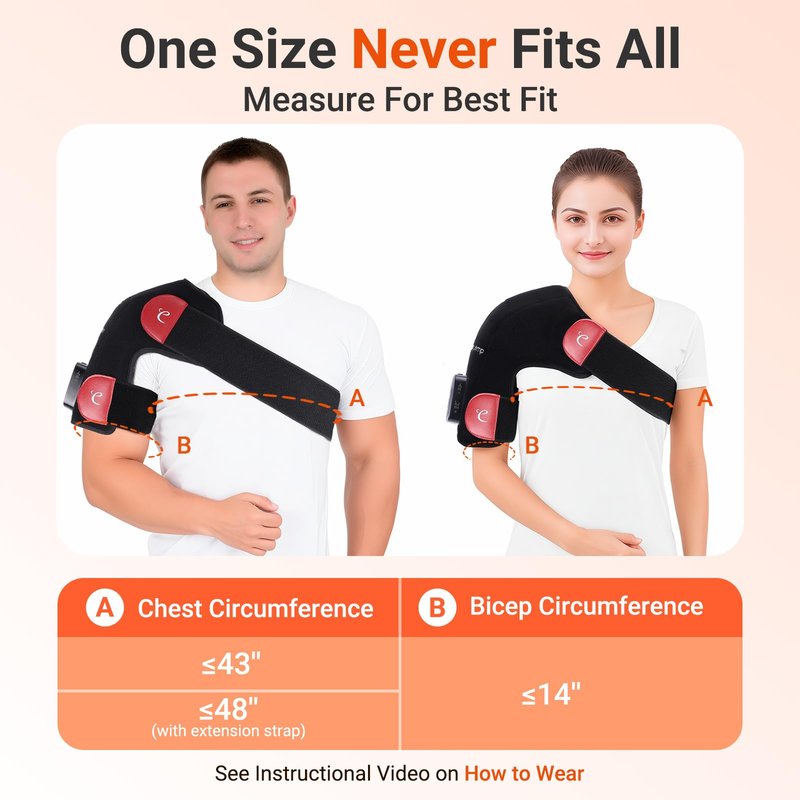 Comfytemp Cordless Red Light Therapy for Shoulder, 94 LEDs Wearable Near Infrared Light Wrap, 3D Portable Flexible Wrap with Timer, 660nm & 850nm, Gifts for Women Mom Men Dad (No Massage,One Size)