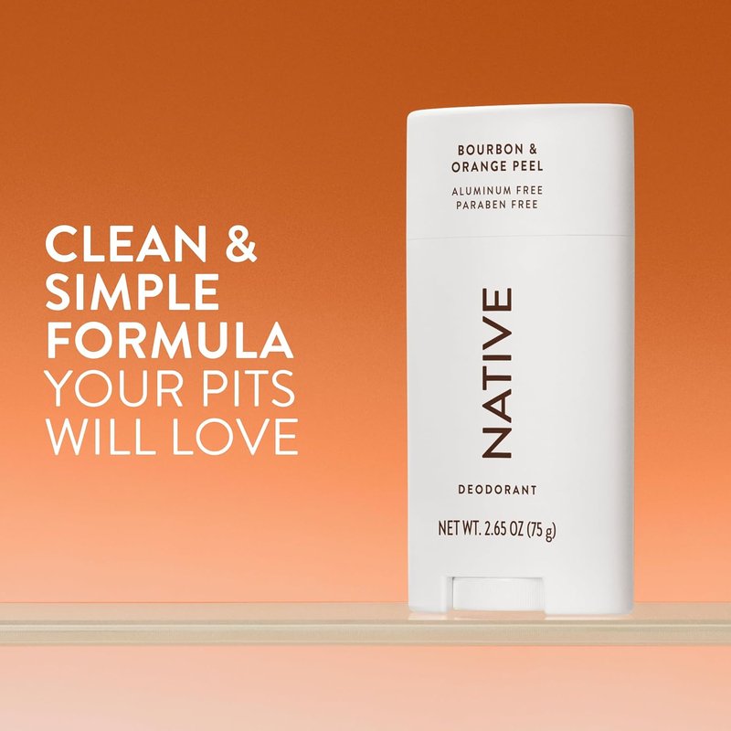 Native Deodorant - Aluminum-Free Bourbon & Orange Peel | 72-Hour Odor Control for Men & Women - 2.65oz