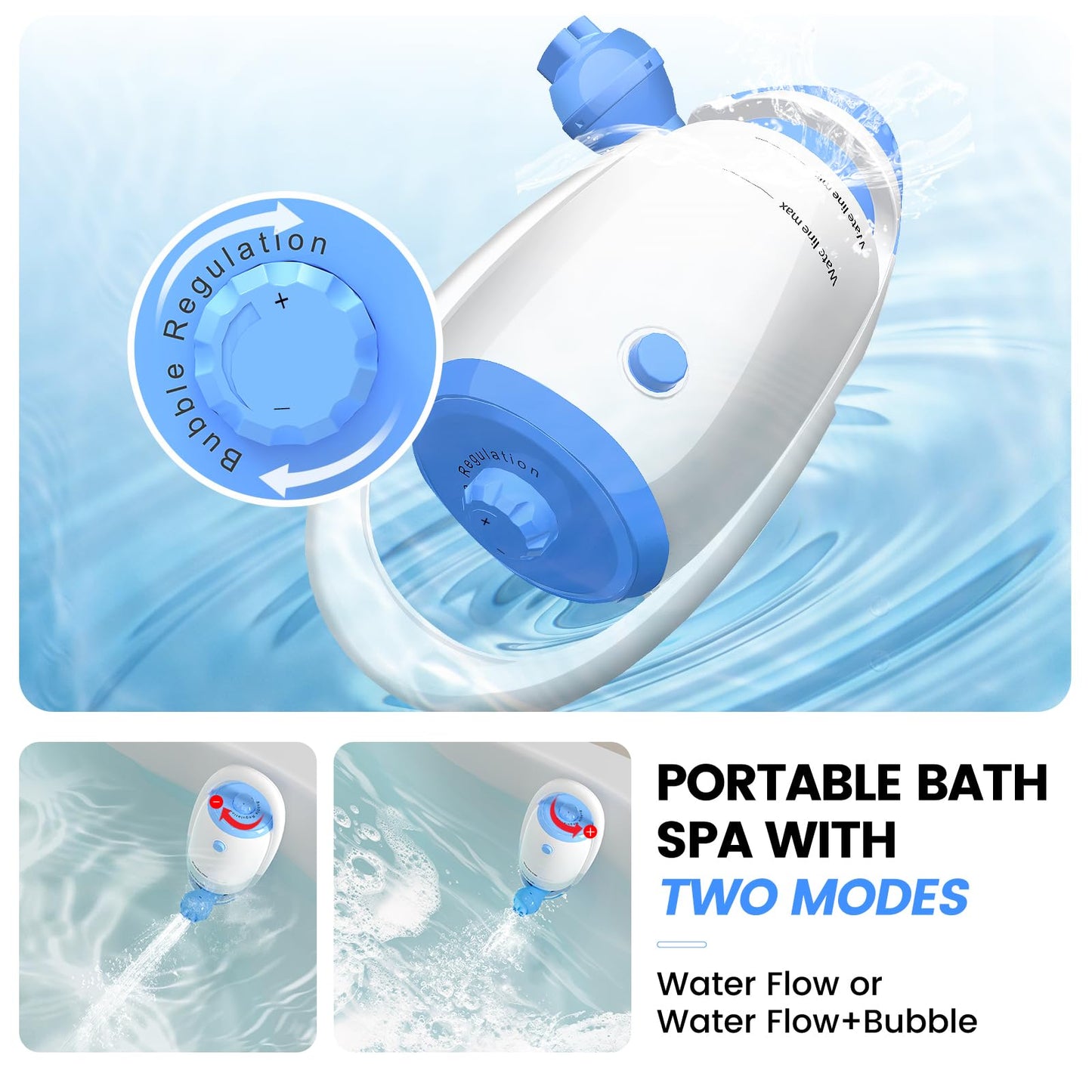 Yeahout Bath Jets for Tub, New Upgraded Portable Bath Jets Spa, Home Spa Bathtub Jets Creates Soothing Bubbles and Massage for Relaxing Daily Use, Bathtub Accessories for Women, Blue