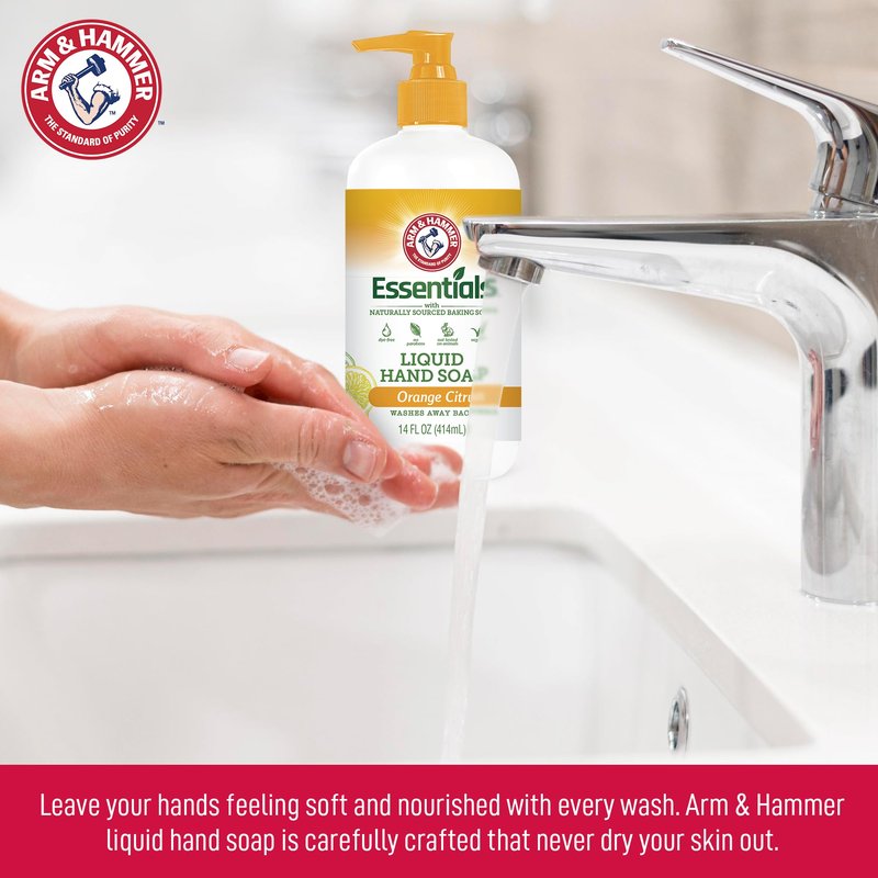 Arm & Hammer Liquid Hand Soap for Skin Cleaning - Cleanser for Kitchen & Bathroom with Gentle Rose Scent - Natural Hand Soap Cleanses, Softens 14 FL Oz (414ml)