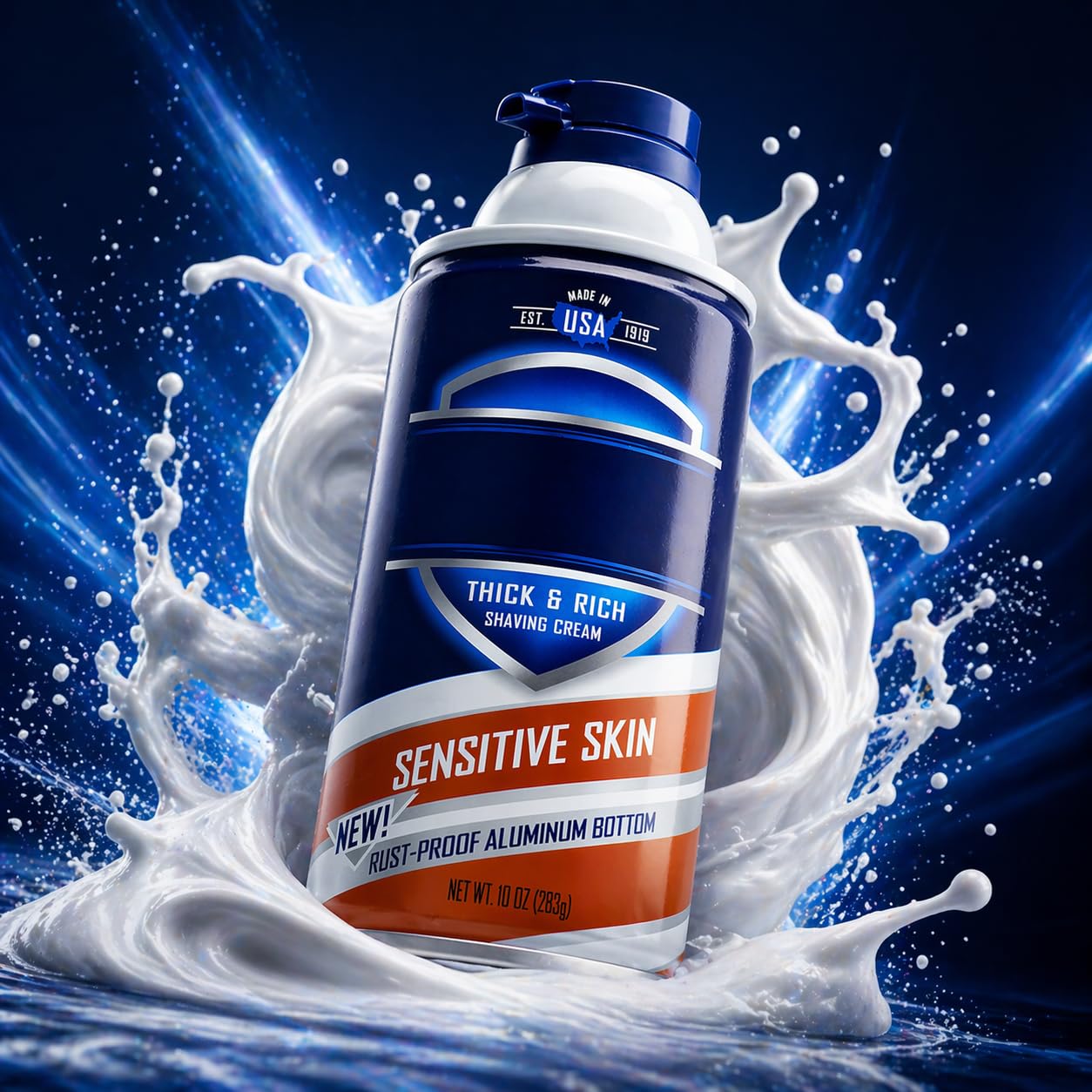 Sensitive Skin Thick & Rich Shaving Cream for Men, Smooth Glide Formula for Comfortable Shave, Helps Reduce Razor Drag, Easy Rinse, 10 oz