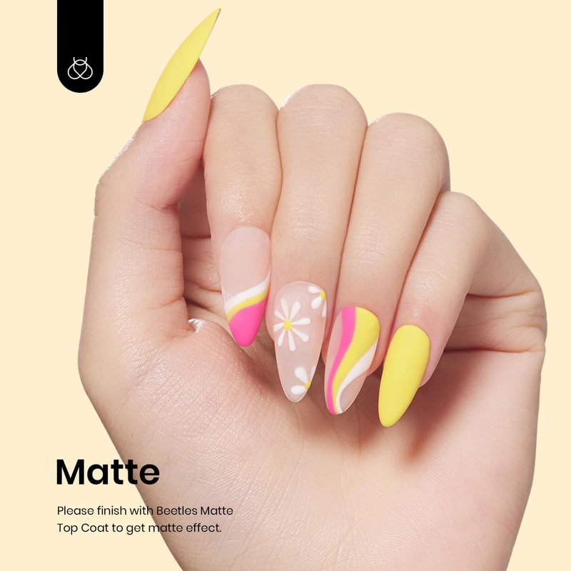 beetles Gel Polish, 15ml Canary Yellow Color Gel Polish Soak Off LED Nail Lamp Gel Polish Nail Art DIY Home Manicure Salon Gel 0.5OZ