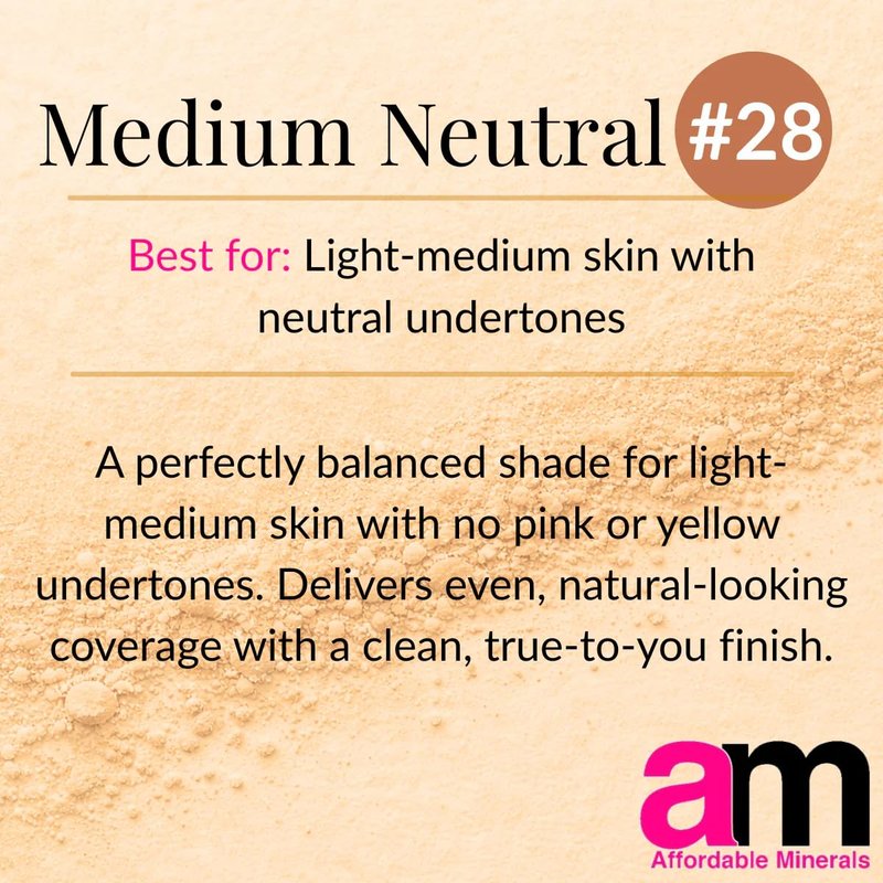 Affordable Mineral Makeup Powder Foundation, Vegan, Cruelty-Free, Chemical-Free, Water-Resistant, Natural Coverage, Conceals Imperfections (Medium Neutral, 20 Gram Jar)