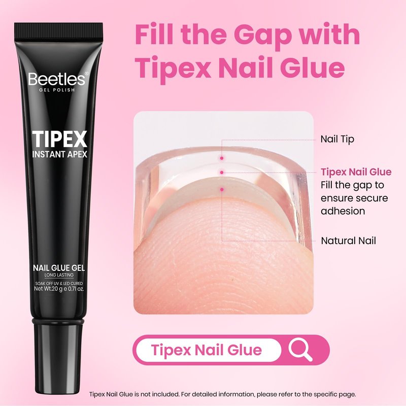 Beetles Tipex Lite Nail Tips, Medium Stiletto, Size 9, 50 Pcs, Built-in Apex Acrylic Tips for Flat & Natural Nail Beds, Beginner-Friendly DIY Nail Extensions