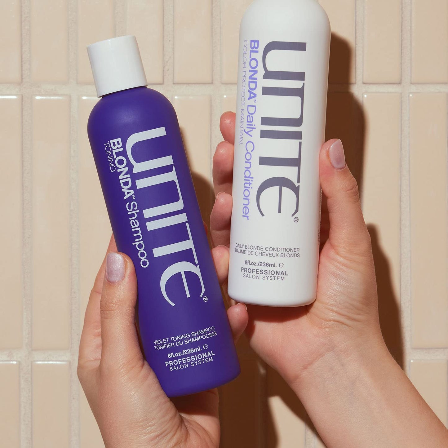 UNITE Blonda Toning Purple Shampoo - Neutralizes Brassiness & Brightens Blonde, Gray Hair | 8 Fl Oz