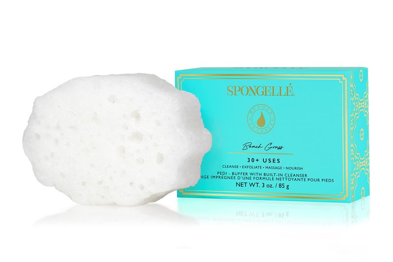 Spongellé Beach Grass Pedi Buffer Bath Sponge | Exfoliating Foot & Heel Scrub | Cleanse, Exfoliate, and Nourish in One Easy Step | Cruelty-Free, Vegan, Dermatologist-Tested, Made in USA | 30+ uses