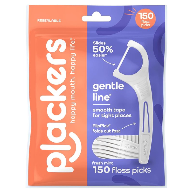 Plackers® Gentle Line® Floss Picks - Super Soft GentleSlide® Fiber, Fresh Mint, 150 Count