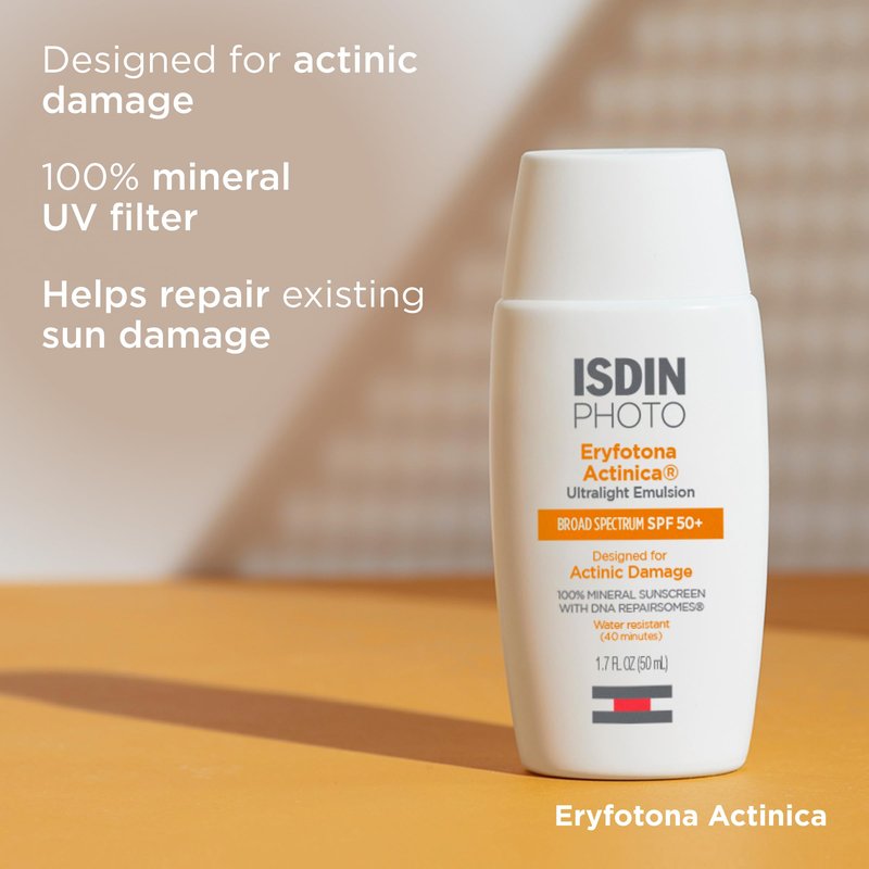 ISDIN Eryfotona Actinica SPF 50+ (1.7 Fl Oz) | Mineral Sunscreen for Face with Zinc Oxide | 100% Mineral UV Filters | No White Cast, Suitable for Sensitive Skin, Dermatologist Recommended