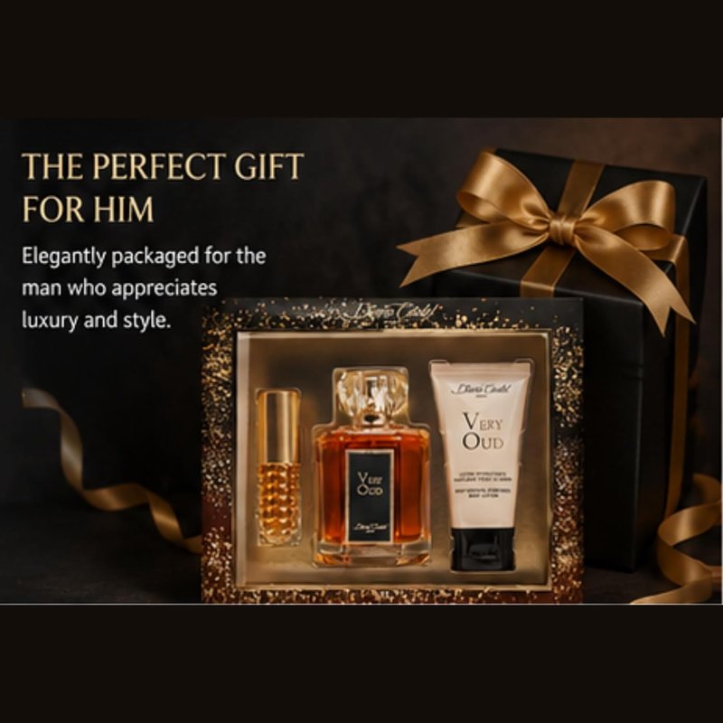 Diane Castel Very Oud Gift Set - Woody Amber Fragrance & Body Lotion for Women - 3 Pc Set