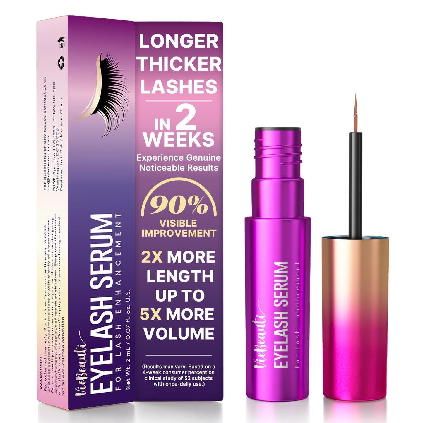 VieBeauti Lash Serum for Eyelash Growth: Eyelash Growth Serum with Advanced Formula to Boost Longer Fuller and Thicker Looking Lashes - Vegan & Cruelty-Free for Sensitive Eyes 2mL