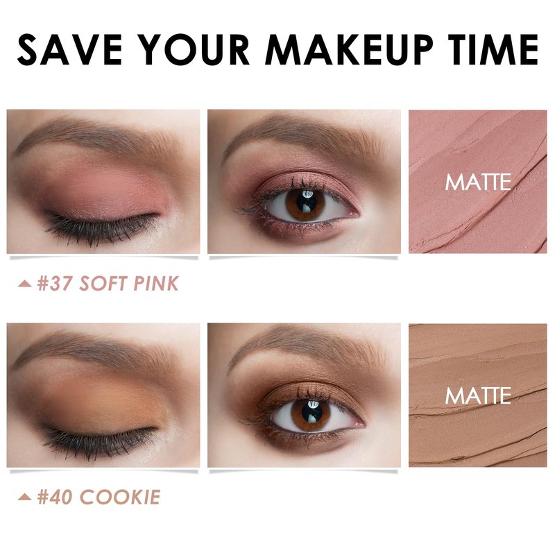 FOCALLURE 2 Pcs Cream Eyeshadow Stick,Brightener Eyeshadow Pencil Crayon,Highlighter Eye Shadow Stick Sets with Crease-proof Formula,Long Lasting Waterproof Eye Shadow Make Up