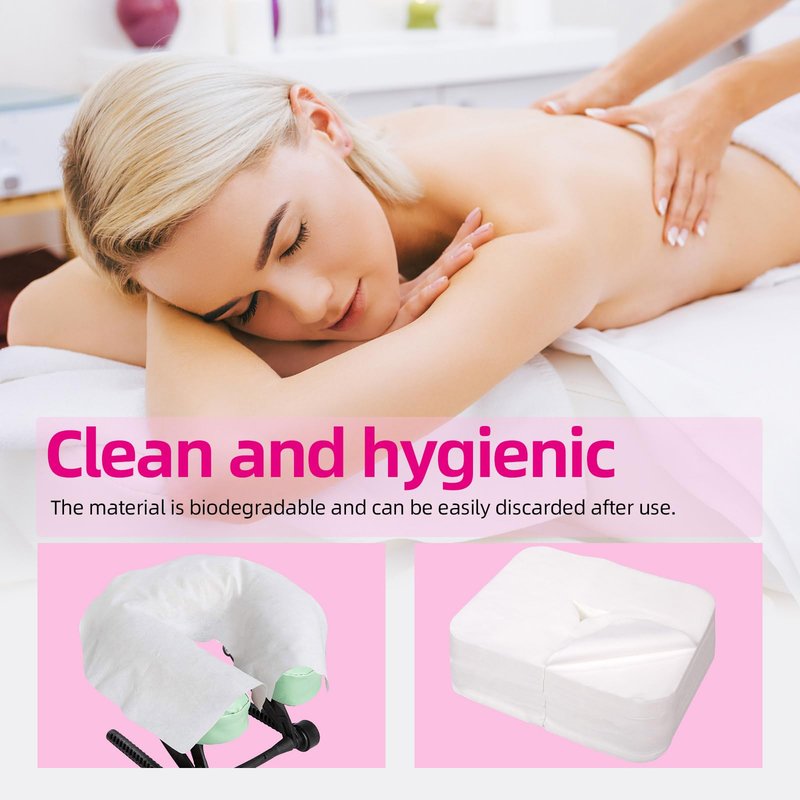 INNOVIO Disposable Face Cradle Covers 500 Count, Medical-Grade, Luxurious, Soft Nonwoven Face Cradle Cover for Massage Table & Chair, Disposable Headrest Covers 16''*12'', White