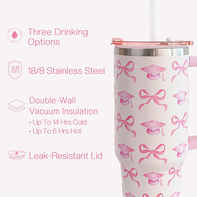 ORIENTAL CHERRY Graduation Gifts - 40oz Tumbler Bouquet Gift Kit - Class of 2026 Gift Ideas for Her Women Girls Funny Congrats Grad Gifts for 6th 8th Middle High School College
