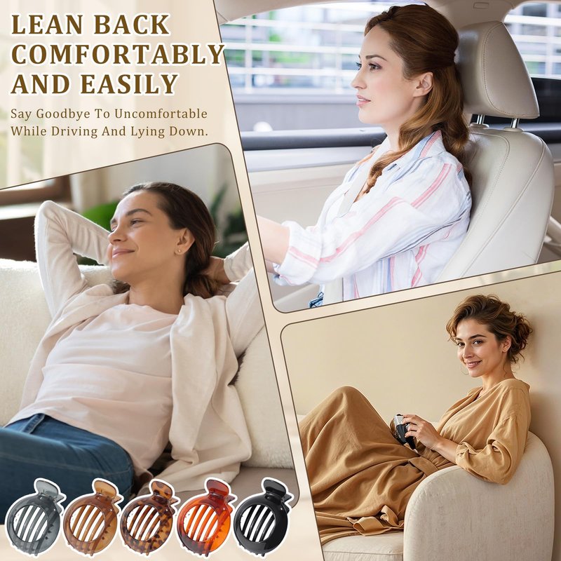 AWAYTR 5Pcs Flat Claw Hair Clips for Women with Thin & Thick hair, Non-slip Round Jaw Clamp for Lying Down Hollow Hairpin Clips