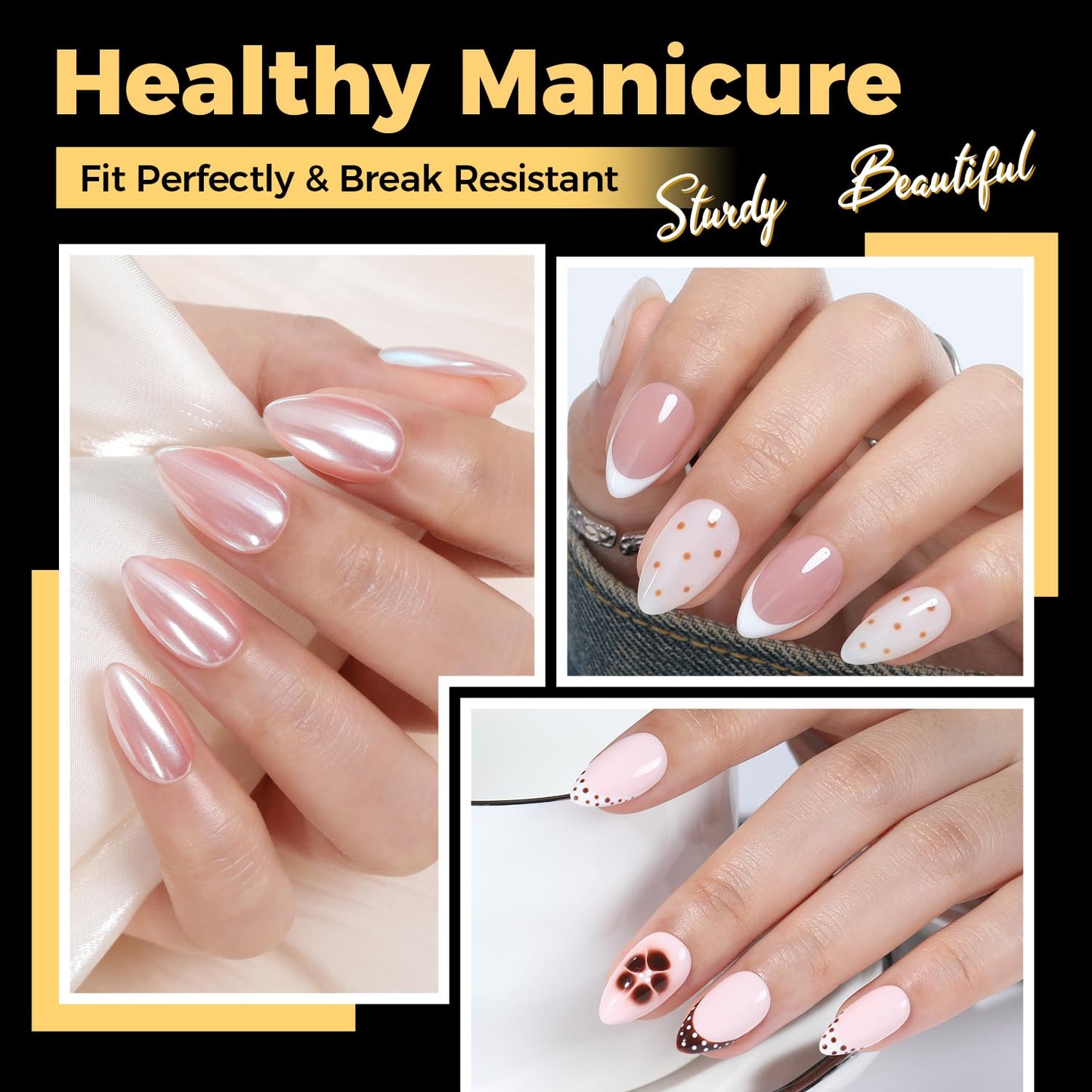 UNA GELLA Almond Nail Tips - 240 Pcs Pre-Shaped Short Gel Fake Nails | Full Cover, Soft & Easy DIY