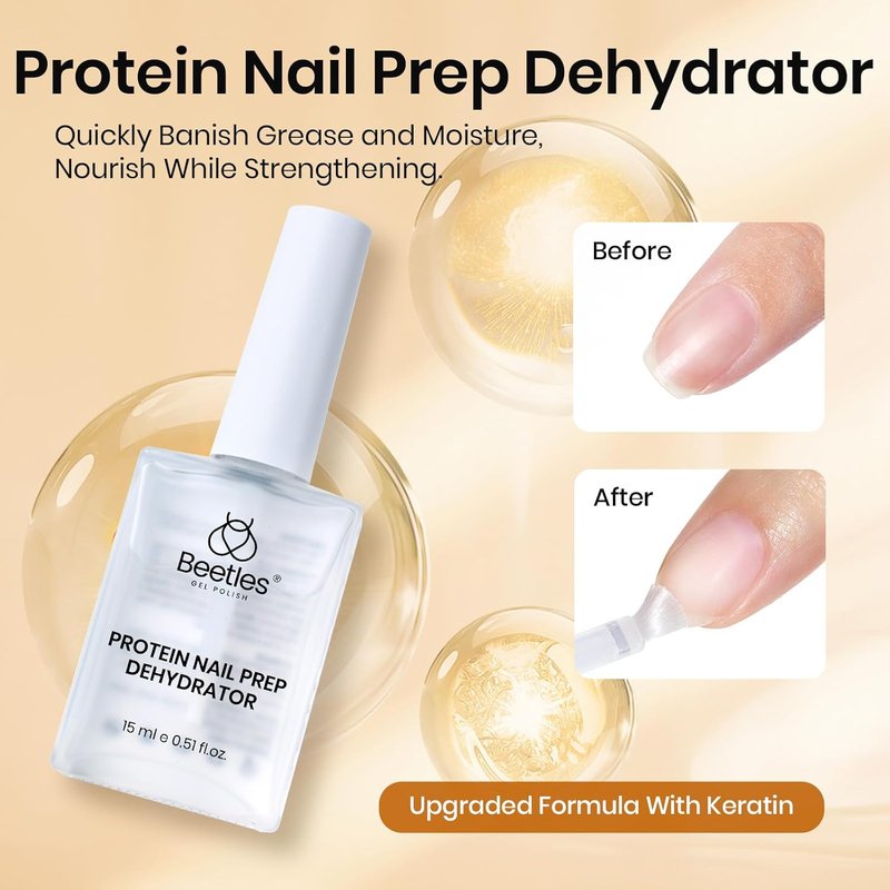 Beetles Gel Top and Base Coat Set - 15ml Glossy & Matte Finish with Protein Nail Prep | Acid-Free, Hema-Free