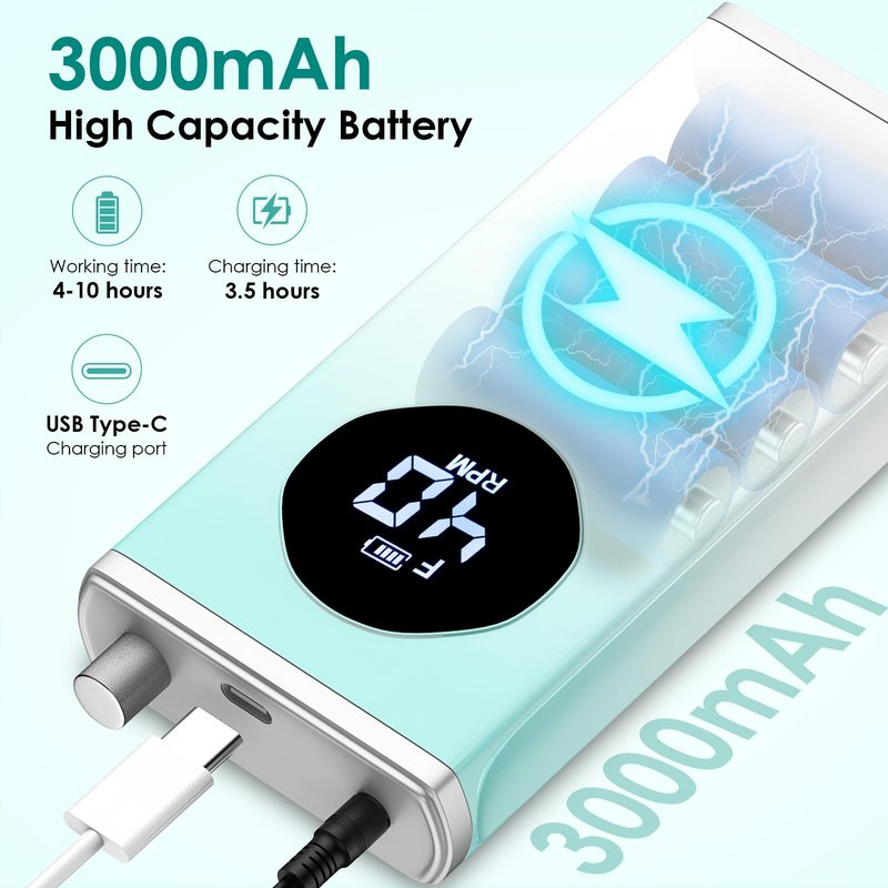 HOMEASY Electric Nail Drill, 40000RPM Professional E-Filer Rechargeable with 15 Drill Bits, Portable Nail File Electric Nail Filer for Acrylic Nails Gel Polishing Removing for Salon Home (Blue)