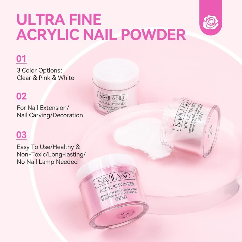 SAVILAND Acrylic Nail Kit - Professional UV Light & Drill with Clear, Pink, Red, and Black Gel Polish