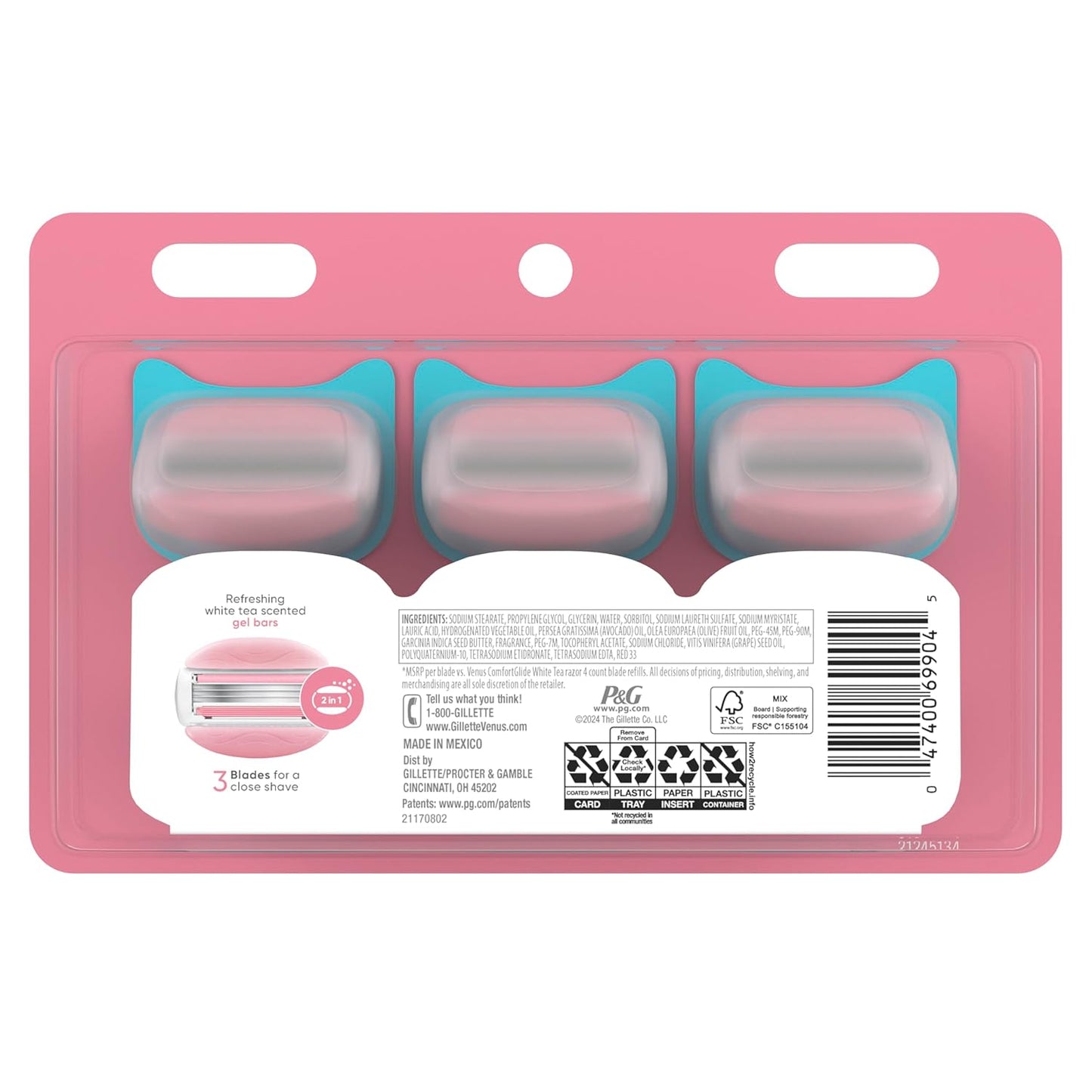 Venus ComfortGlide Women's Razor Blades - White Tea Scented with Built-In Shave Gel Bars | 8 Refills