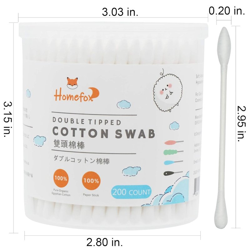 Cotton Swabs Precision Pointed - 600 Count Pointy Organic Cotton Buds Double Side Tightly Wrapped Cotton Tips Paper Stick Soft Gentle Lint-Free Cruelty-Free, Pointy & Round (White)