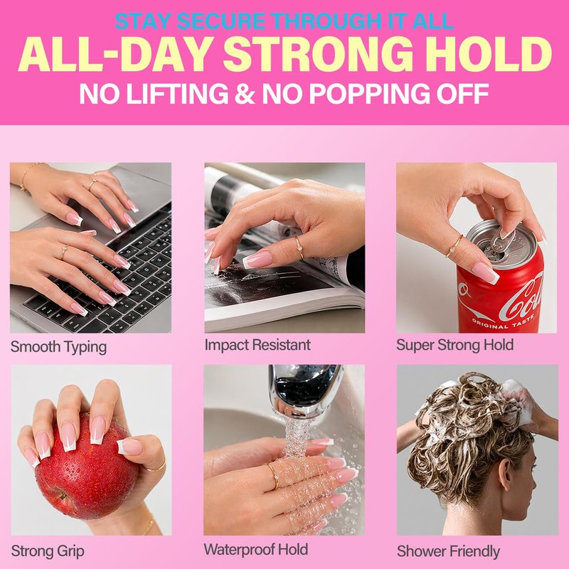 GELPARTY (8ml) Super Strong Brush On Nail Glue for Press On Nails & Tips – Quick Dry Clear Acrylic Nail Adhesive, Long Lasting Waterproof Bond for Fake Nails & Nail Art
