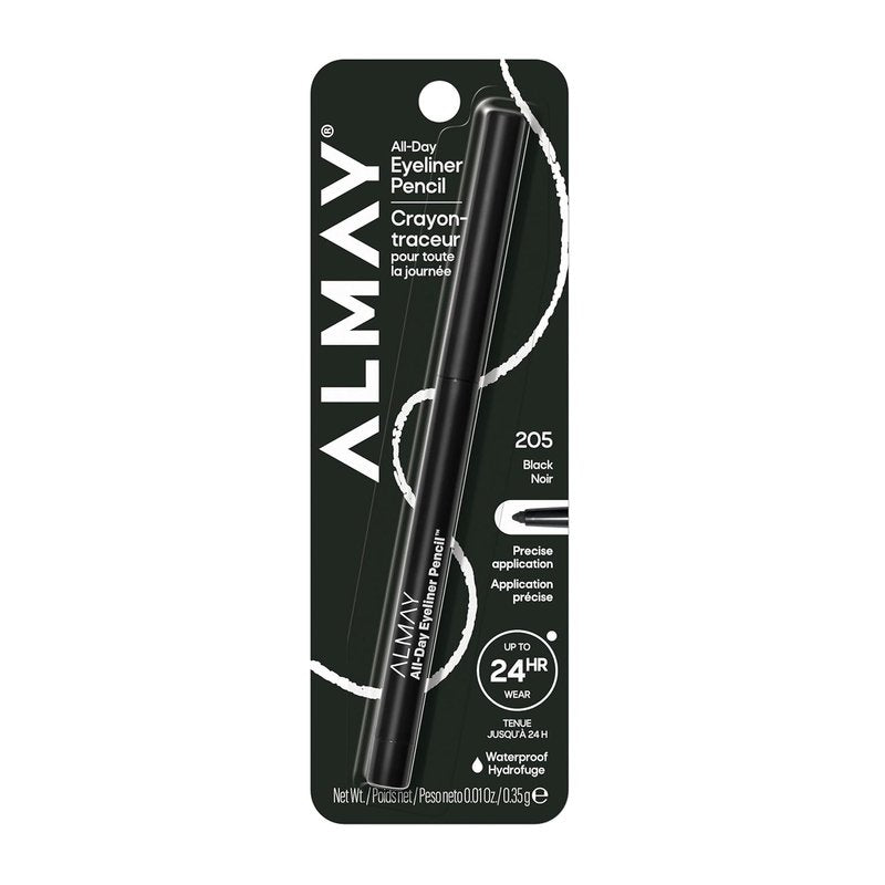 Almay All-Day Eyeliner Pencil - Smudge Proof & Waterproof Eye Makeup | Hypoallergenic, 205 Black, 0.01 oz