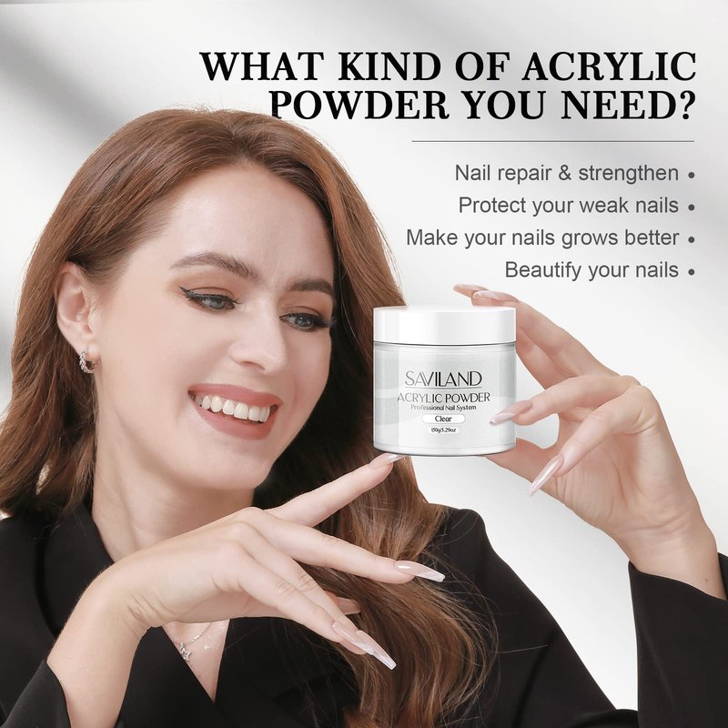 Saviland Pink Acrylic Powder 5.29OZ Large Capacity Acrylic Nail Powder for Salon Effect Nail Extension 3D Carving Frech Manicure Long-Lasting Acrylic Powder for Begginers Home DIY Nail Salon