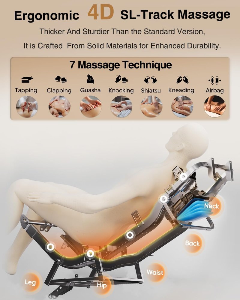 Skiennix 2026 4D Massage Chair - Full Body Shiatsu Recliner with AI Control & Heat System | Brown