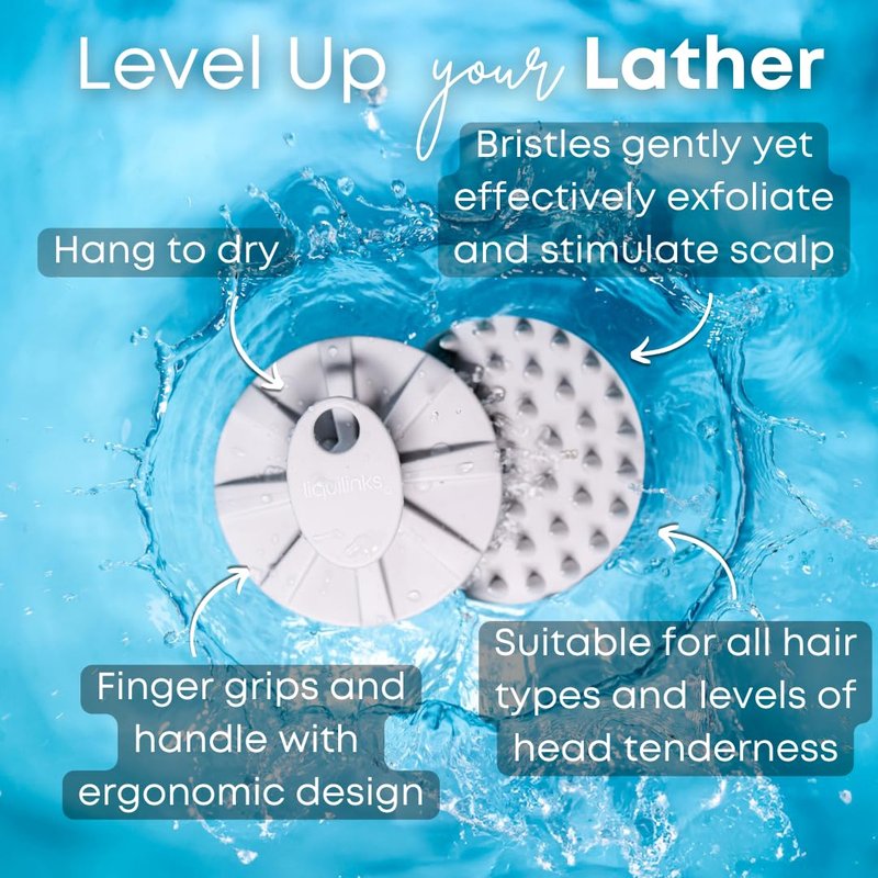 LiquiLinks Scalp Exfoliator - Spa Accessory for Hair Washing, Scalp Stimulation and Promotion of Hair Growth - Essential Beauty Tool for Teen Girls Dove Grey