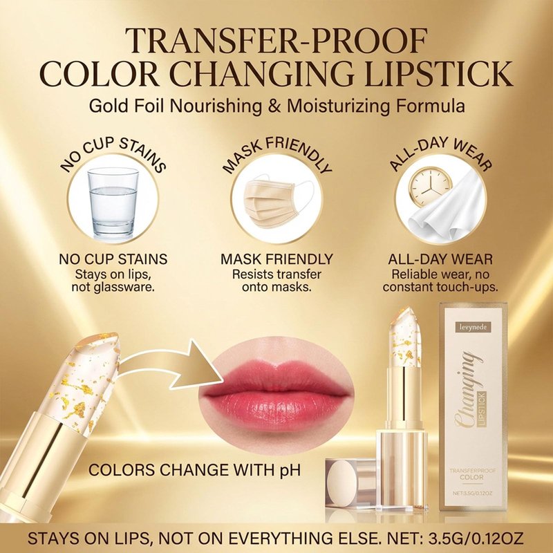 levynode Color Changing Lipstick,Transferproof Color-Changing Lipstick – Ph Activated Tint Balm, Long-Lasting Moisturizing Lip Glow, Hydrating & Non-sticky Formula, Suitable for All Skin Tones (1pcs)
