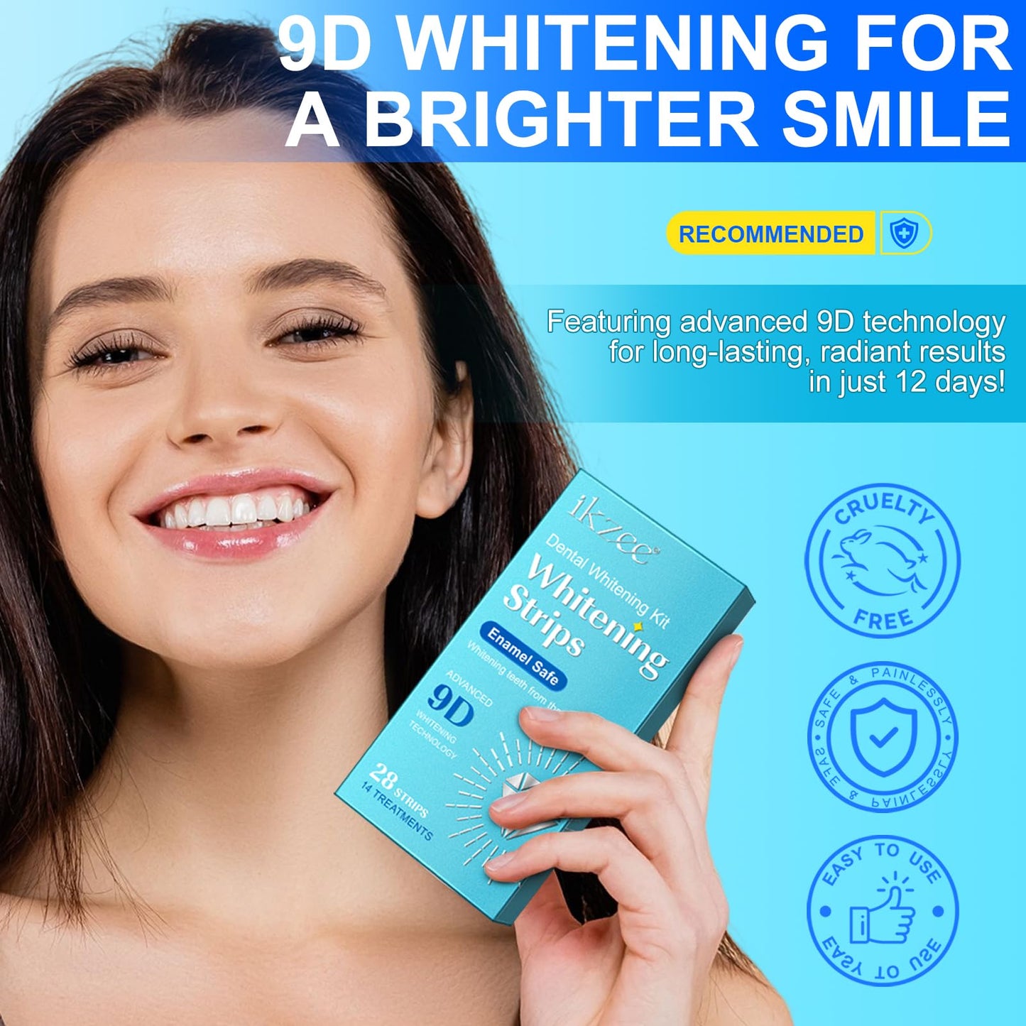 Teeth Whitening Strips Kit, 28 Strips for Sensitive Teeth, Peroxide Free & Gentle Formula, Safely Brighten Smile, Remove Stains, No Bleach, Enamel Safe, 21 Treatments