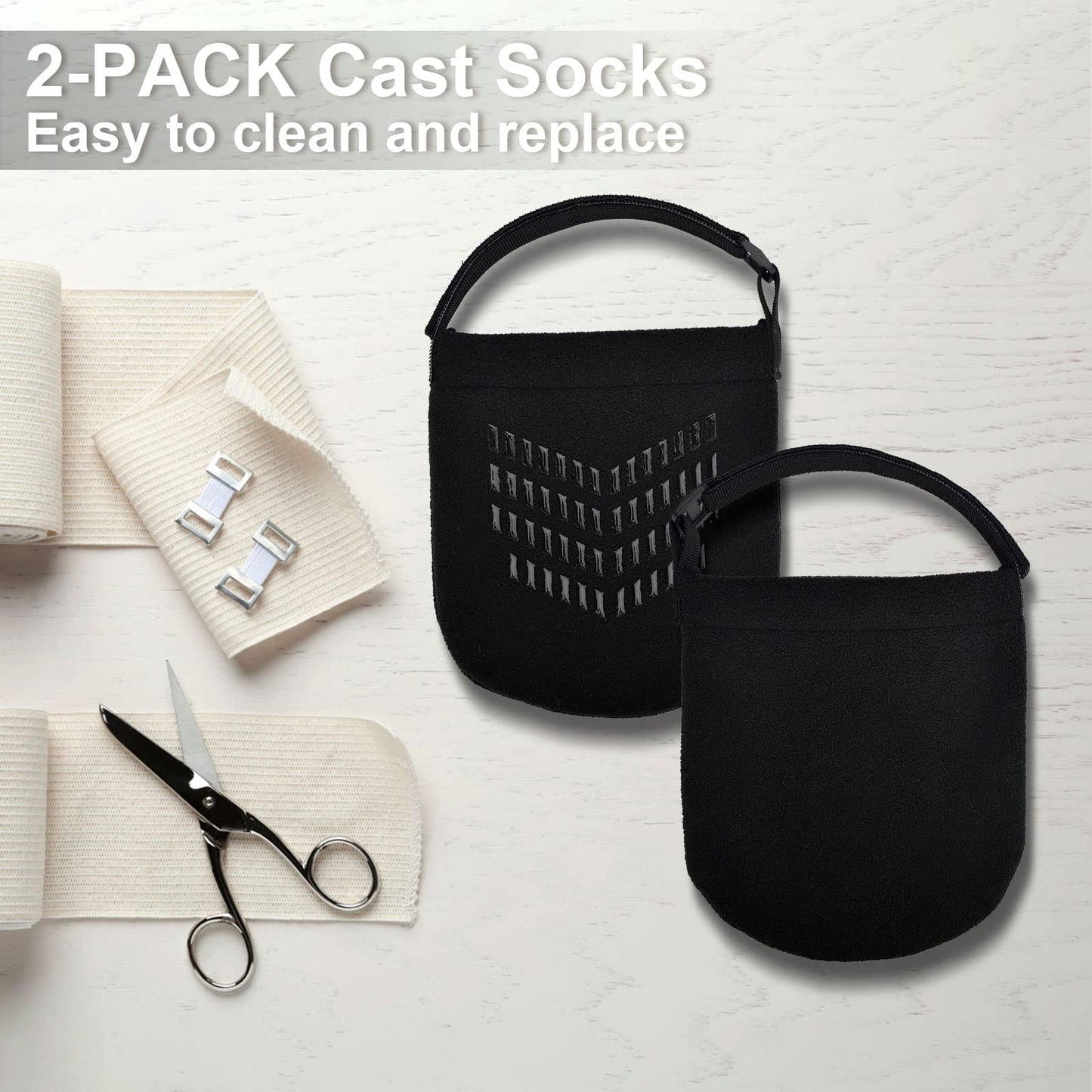 APDTEK 2 PCS Protective Cast Sock Toe Covers for Foot, Soft Warm Cast Socks Over Cast for Men Women Adults, Adjustable Non-slip Cast Toe Covers Fit for Most Casted Foot