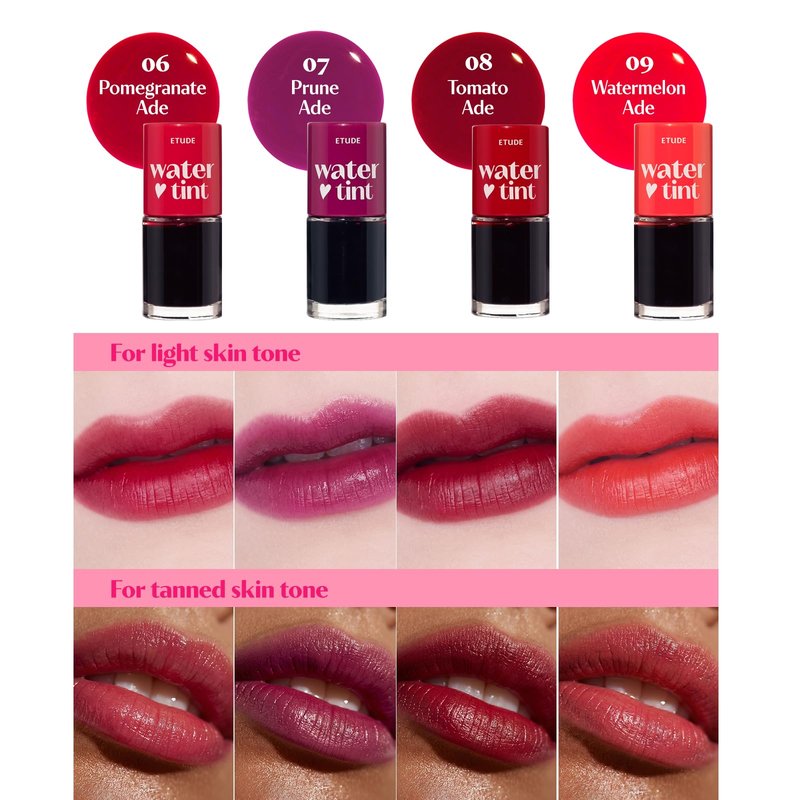 ETUDE Dear Darling Water Tint - Cherry Ade (9g) | Vivid Color Lip Stain with Moisturizing Weightless & Non-sticky Finish Lip Stain | Smudge-proof Lip Tint | Korean Makeup, Kbeauty