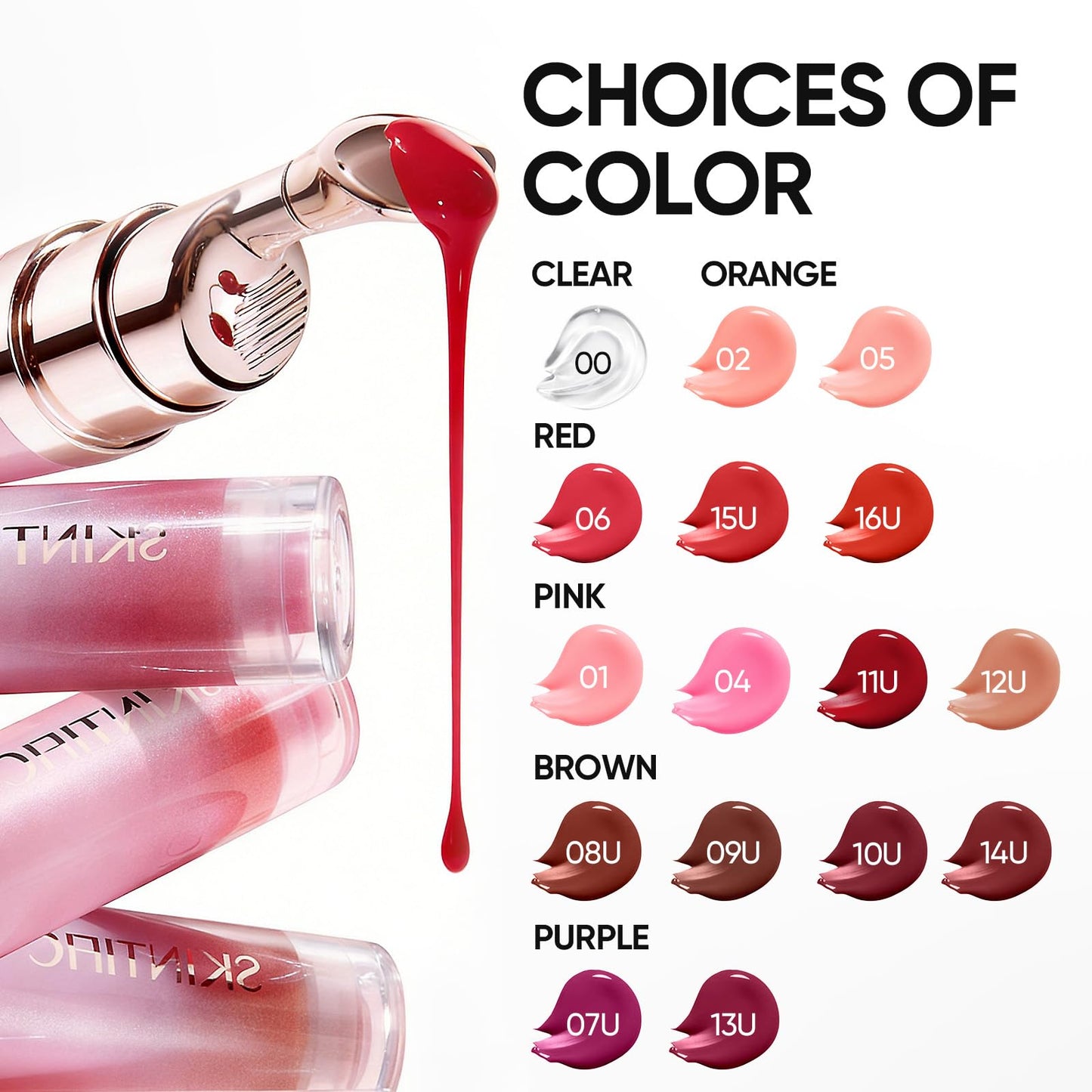 SKINTIFIC Peptide Brightening Lip Serum, Hydrating & Plumping Tinted Lip Gloss, Moisturizing Lip Balm with Polypeptides & Squalane for Glossy Sheer, Smooth Lips(10U Toast Brick)
