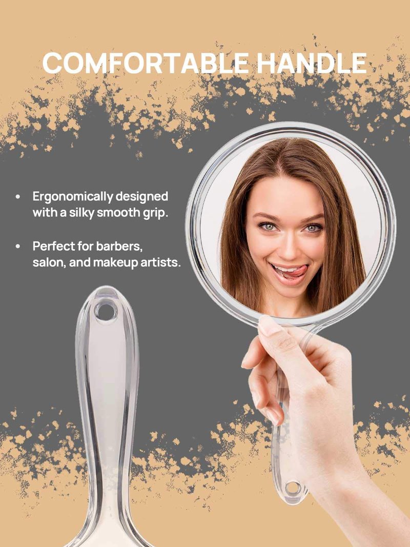 OMIRO Hand Mirror, Double-Sided Handheld Mirror 1X/3X Magnifying Mirror with Handle, Set of 3 (Clear)
