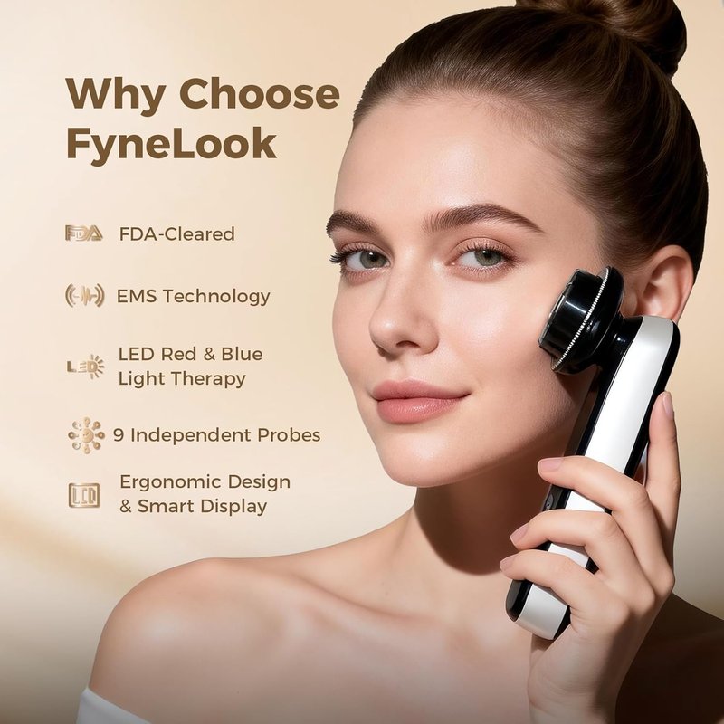 Microcurrent Facial Device with Red Light Therapy, Cooling Skin Tightening Device for Lifting & Firming, 4 Modes & 9 Levels Puffiness Skincare Tool